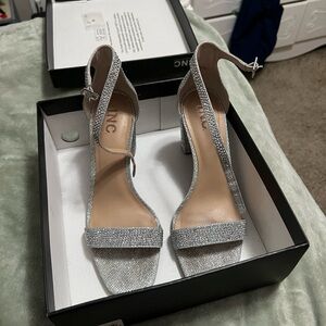 INC International Concepts Glittering Silver Heels